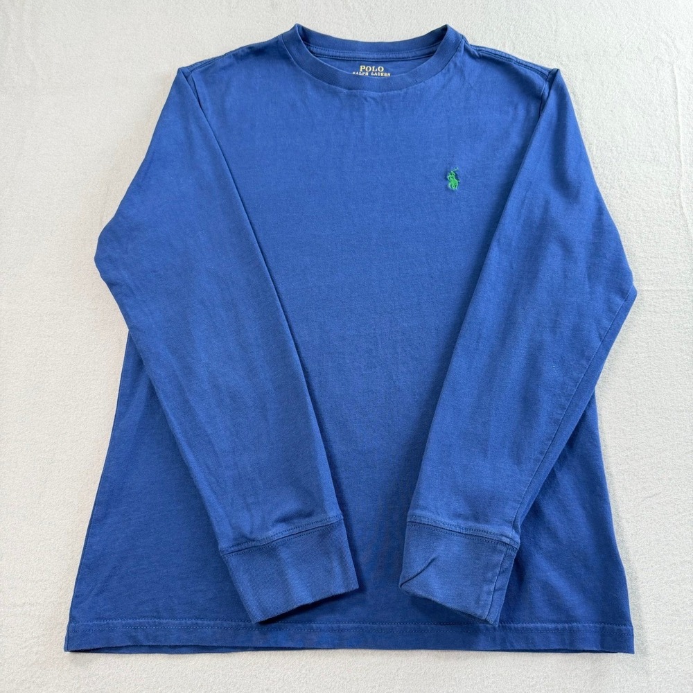 Polo Ralph Lauren Shirt Boys M 10-12 Blue Long Sleeve Pony Logo